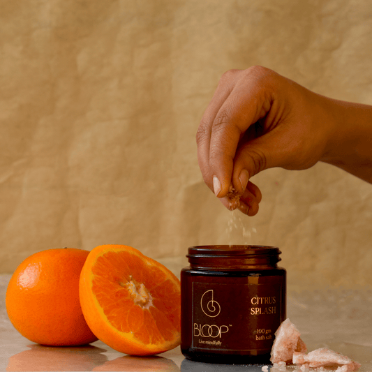Citrus bath ritual using Bloop Bath Salt – luxurious self-care with orange-infused revitalizing salts