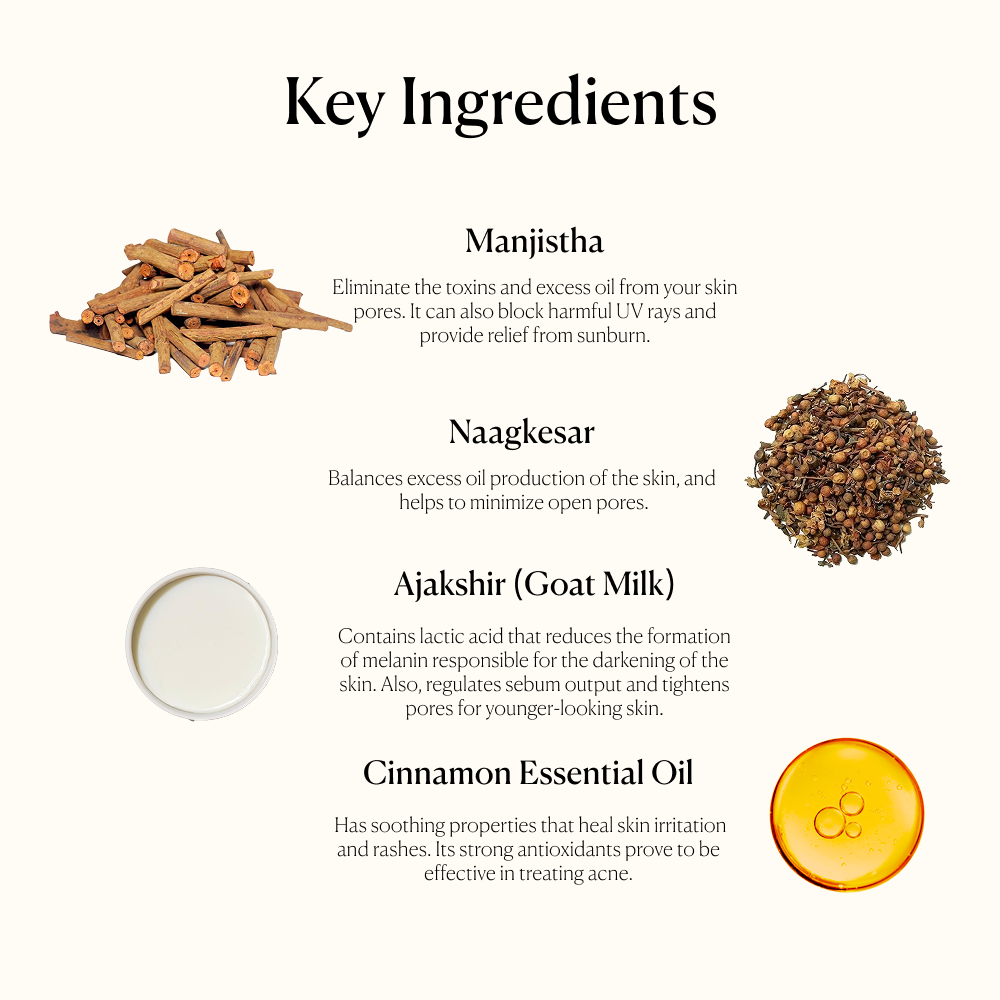 Manjistha Magic cold processed soap contains manjistha, nagkesar, goat milk, cinnamon essential oil, and many natural oils.
